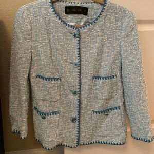ZARA Cropped Sleeve Tweed Jacket (M)
